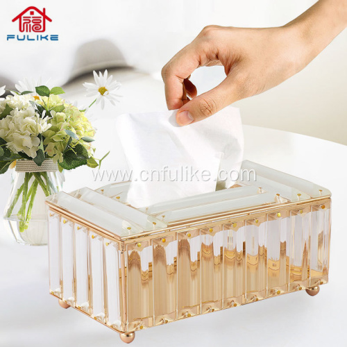 Light Luxury Crystal Art Tissue Box Creative Napkin Carton Storage Box of Living Room Desk Decorations